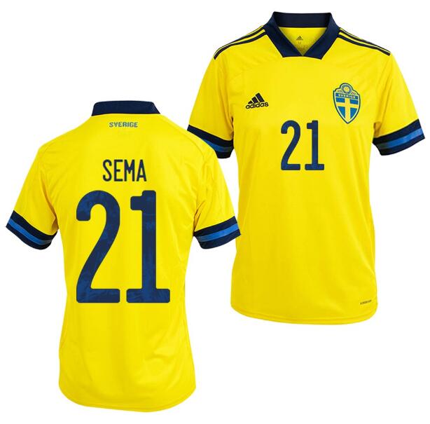 2020 EURO Sweden Home Kit Soccer Jersey Ken Sema #21